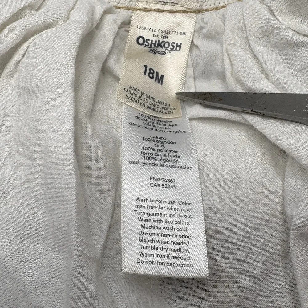Osh‎ Kosh B Gosh Denim Overall W Ivory Tutu Vestbak Skirt 18M Cute